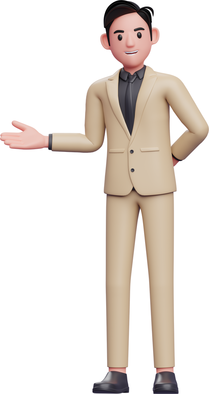 Businessman with outstretched arms in welcoming gesture